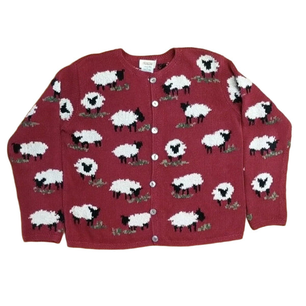 VTG Talbot sweater Red sheep Cardigan rare cotton small