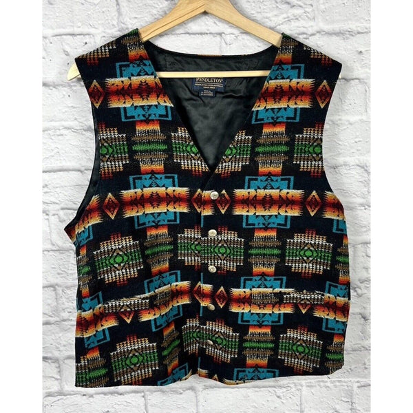 VTG Pendleton Aztec Navajo Rainbow Printed Wool Vest mens Large/women’s XL