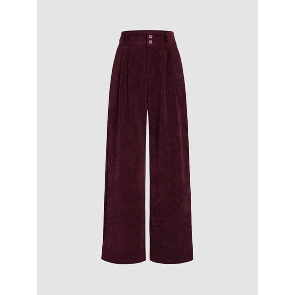 Cider High Waist Wide Leg Corduroy Burgundy Wine Trousers Pants XL