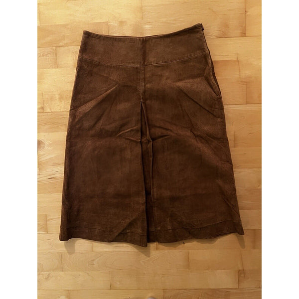 VTG INC tan Brown Suede Leather Midi Skirt 0