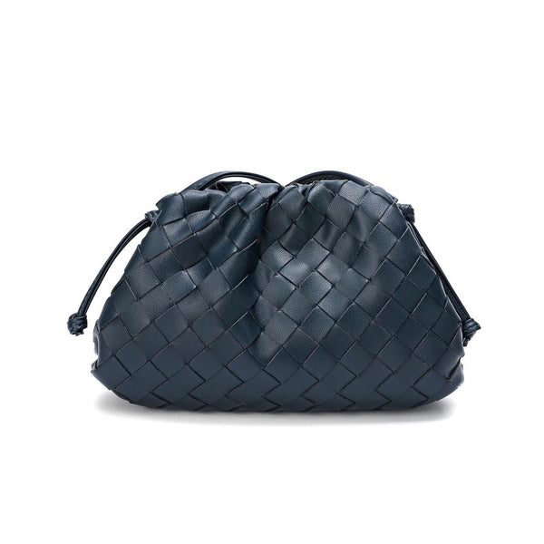 Tiffany & Fred Paris Navy Blue Braided Woven Leather Clutch Crossbody Bag