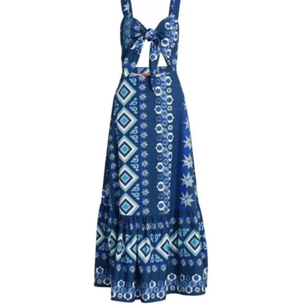 La DoubleJ Peek-a-Boo Party Dress Blue Maxi Cut-Out Twist-Front Maxi Dress Small