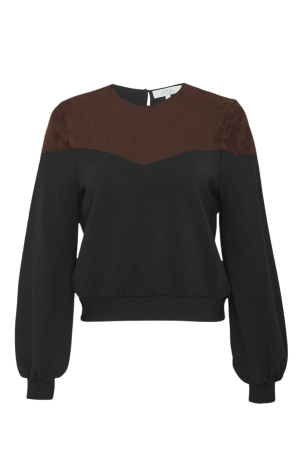 NWOT Pearl by Lela Rose Women's Suede Leather & Twill Sweatshirt – Medium