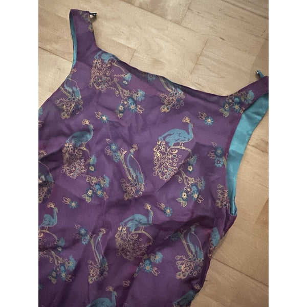 RARE VTG Lilly Pulitzer Purple Silk Peacock Sleeveless Mini Dress 8