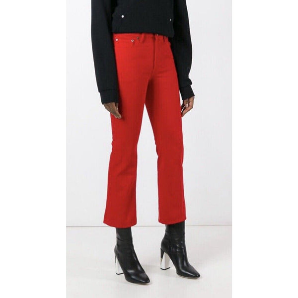 Golden Goose Deluxe Brand Women's Cropped Mid Rise Flare Jeans, Red, Size 30