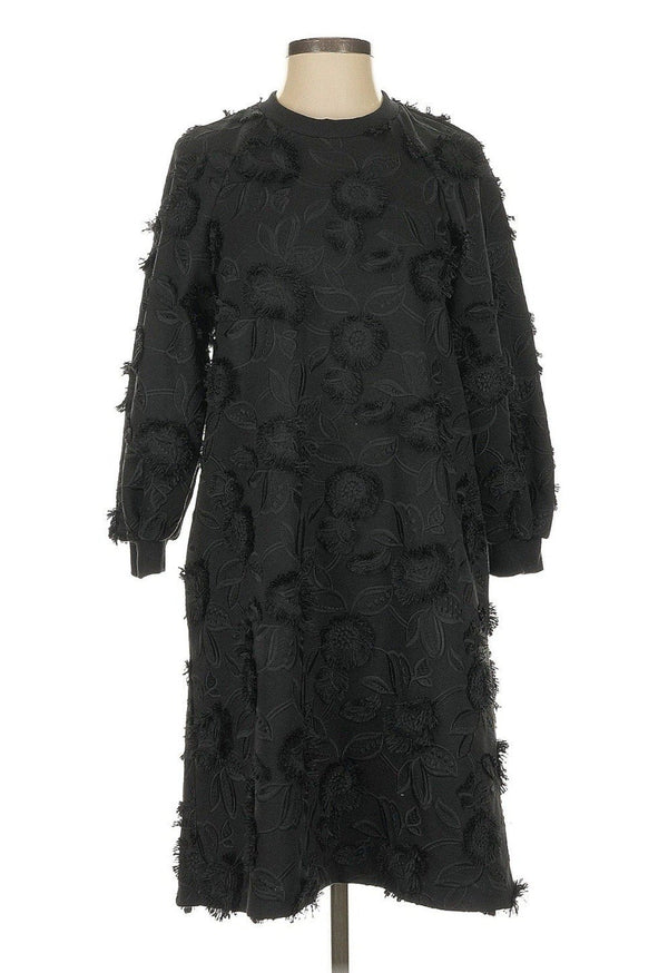 NWT Pearl By Lela Rose Women's 3D Floral Long Sleeve Dress – Black, Size Small