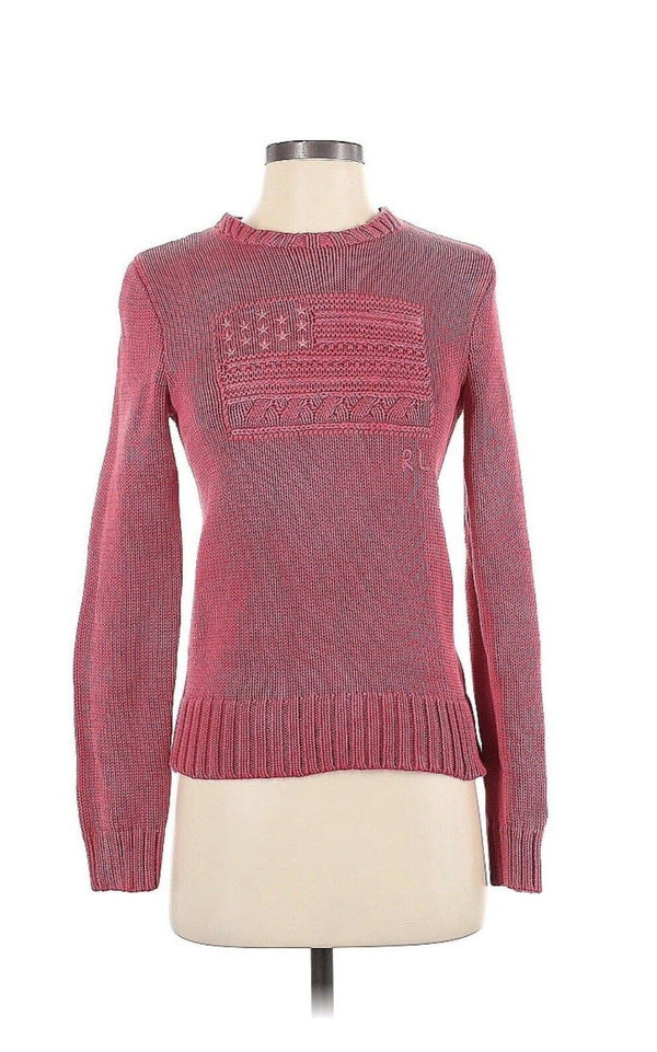 SEO Title: Polo Ralph Lauren Women's American Flag Sweater Western Red Size XS