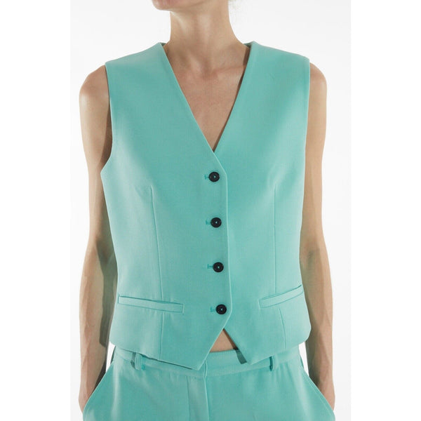 Saint Art Women’s Maude Waistcoat Vest – Pistachio Teal,Contemporary Style, Medium