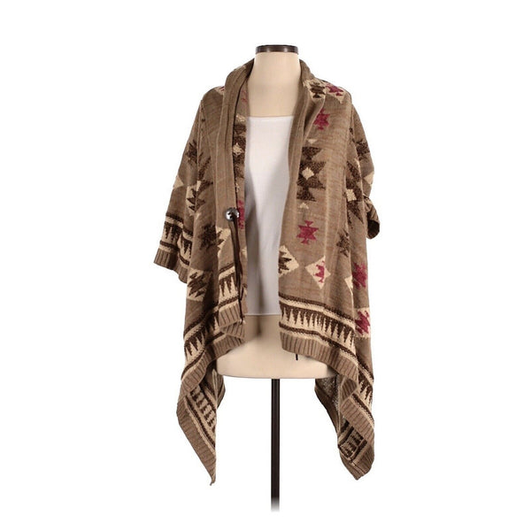 RALPH LAUREN x VINTAGE Aztec waterfall cardigan cape sweater southwestern S/M