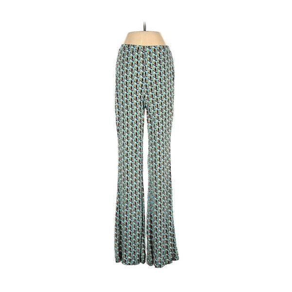 Diane Von Furstenberg DVF Stretch Jersey Pants Turquoise Blue Retro Small