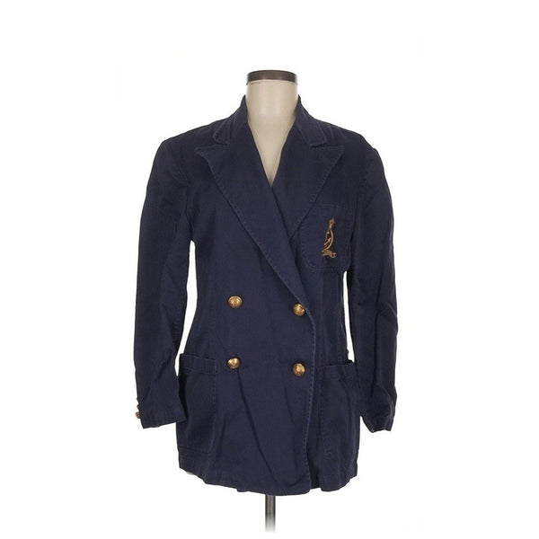 VTG Ralph Lauren Women’s Navy Blazer – Nautical Crest, Gold Anchor Buttons Size 8