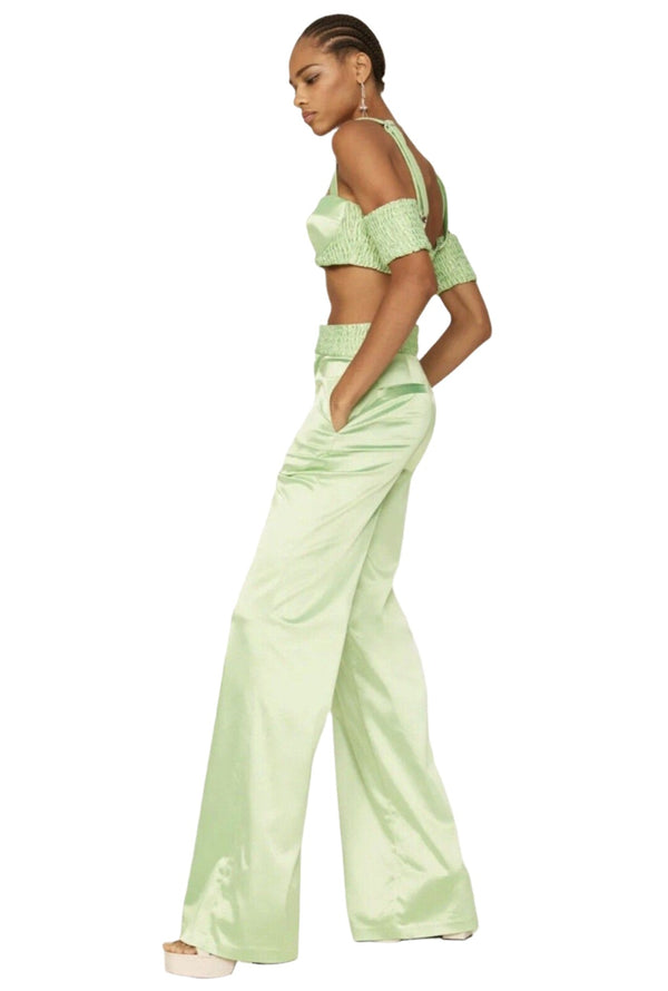 ALIÉTTE Green Neon Chartreuse Brat High Waist Wide Leg Pants size 6