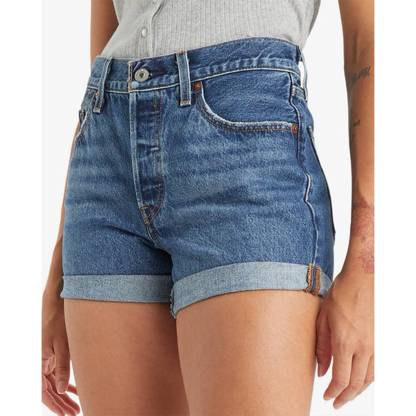 Vintage Levi’s Women’s 501 High Waisted Button Fly Cuffed Denim Shorts Size 28