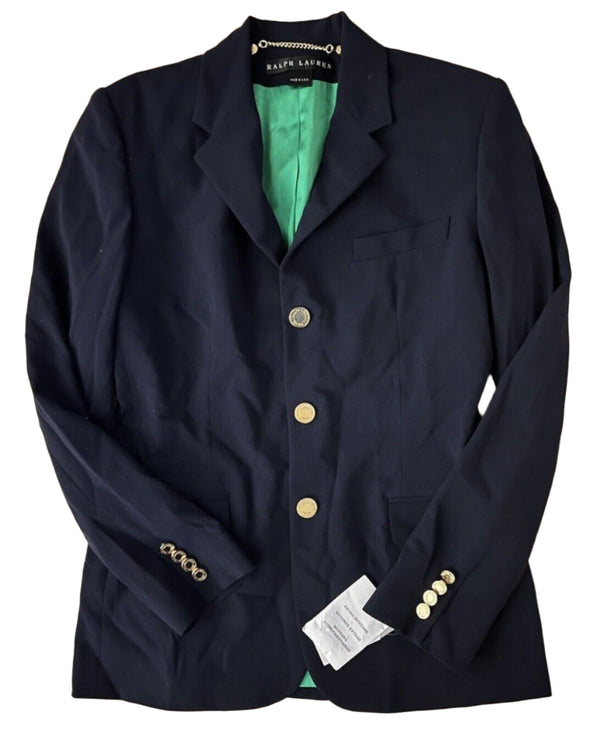 Ralph Lauren Black Label Women's Navy Wool Equestrian Blazer – Gold Buttons, Size 6