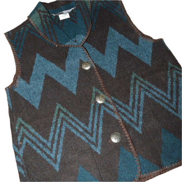 VTG Rhonda Stark Women's Aztec Navajo Western Button-Down Sweater Vest - Medium