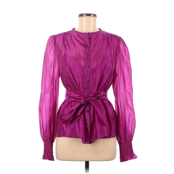 ME+EM Women's Purple Pleated Silk Organza Necktie Blouse + Cami – Size 8