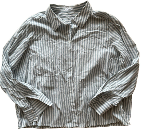 Opus Women's Febula Striped Button-Down Shirt – Blue/Grey/White – Size XXL(44)