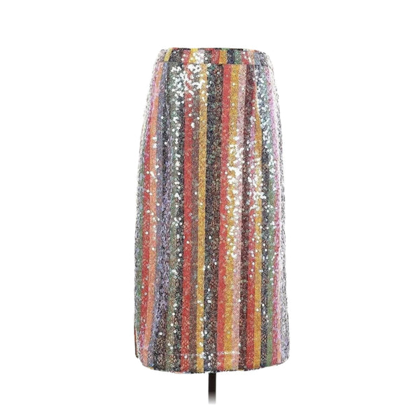 Anthropologie Maeve Sequined Stripe Pailette Midi Skirt Rainbow Pride Eras 2