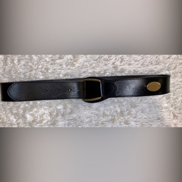 Ralph Lauren Belt black wide d ring belt horse but shoe western brass hardware M