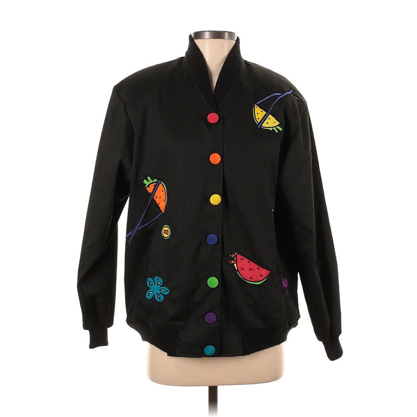 VTG Silk Scapes Women's Botton Bomber Sushi Silk Appliqué Retro Souvenir – Small