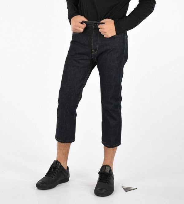 Rick Owens Men's DRKSHDW Torrance Cropped Cut Jeans, Unwashed Blue, Size 30 x 23