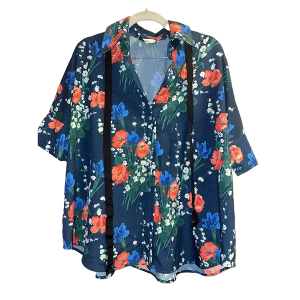 Tuckernuck Women's Jade Blooms Farris Button-Up Top with Glass Buttons - Size Small