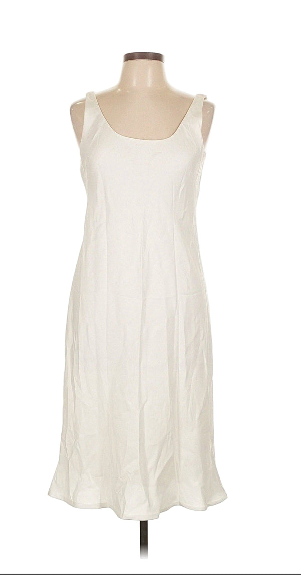 Ralph Lauren Women’s Collection Purple Label White Cream Viscose Silk Dress | Size 10