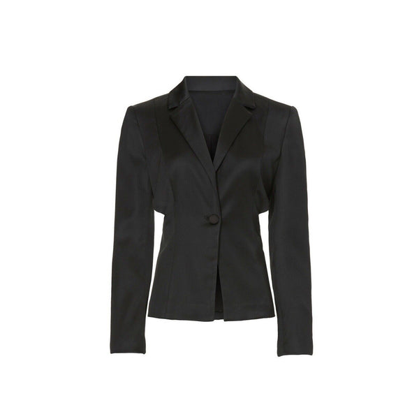 Donna Karan Women's Cut-Out Sexy Tuxedo Satin Blazer in Solid Black, Size 8