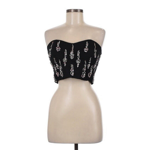 NWOT Fashion Nova Women's Luxe Studded Beaded Corset Top & Flared Pants Set Medium