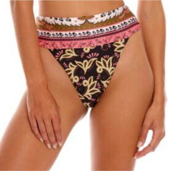 NWT Agua Bendita Women’s Lilith Antique High Waisted Bikini Bottoms – Pink Boho, Size XS