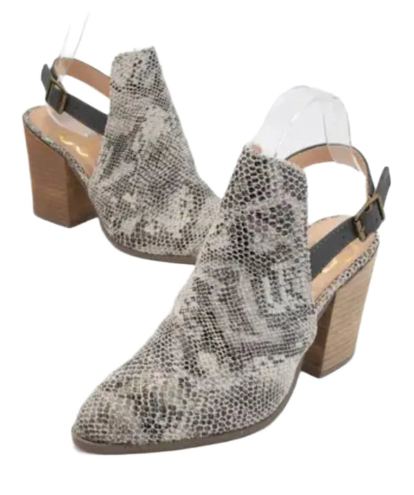 Ccocci Women's Beige Joel Snakeskin Mule Heel Western Bootie 7.5