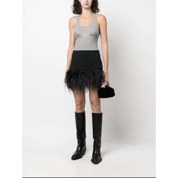 Polo Ralph Lauren BLACK Ostrich Feather Hem Mini Skirt Western Preppy US 6