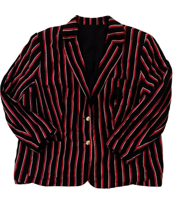 Lauren Ralph Lauren Women's Preppy Blazer - Multicolor Stripes, Crest Logo, Gold Buttons - Size XXL