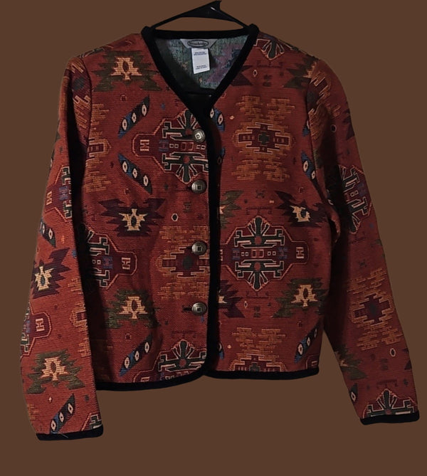 VTG Stonebridge Women's Western Equestrian Rodeo Aztec Tapestry Blazer, Size 6