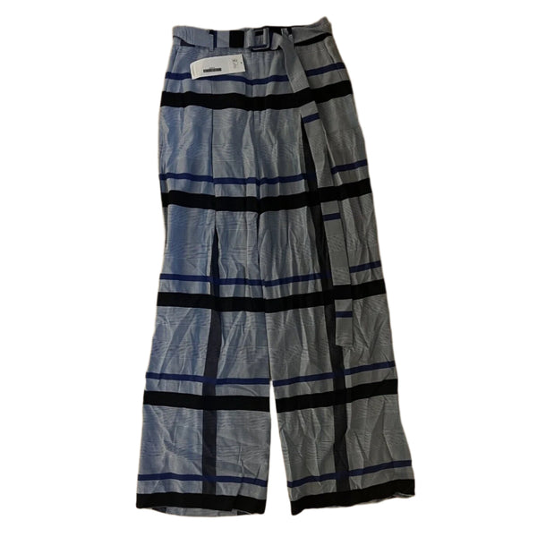 Lela Rose Women's Hi-Rise Blue Plaid Wide-Leg Pants, Size 6