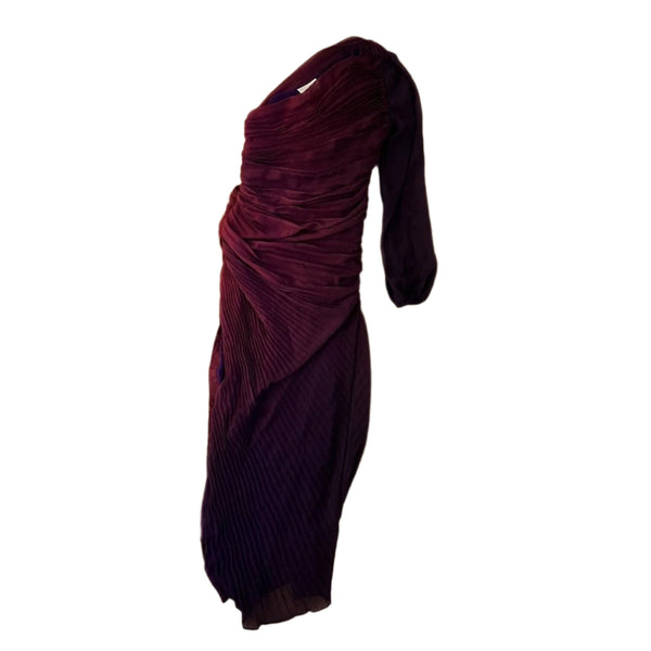ROCOCO SAND Women's One Shoulder Purple Pleated Ombré Maxi Dress – Size XS
