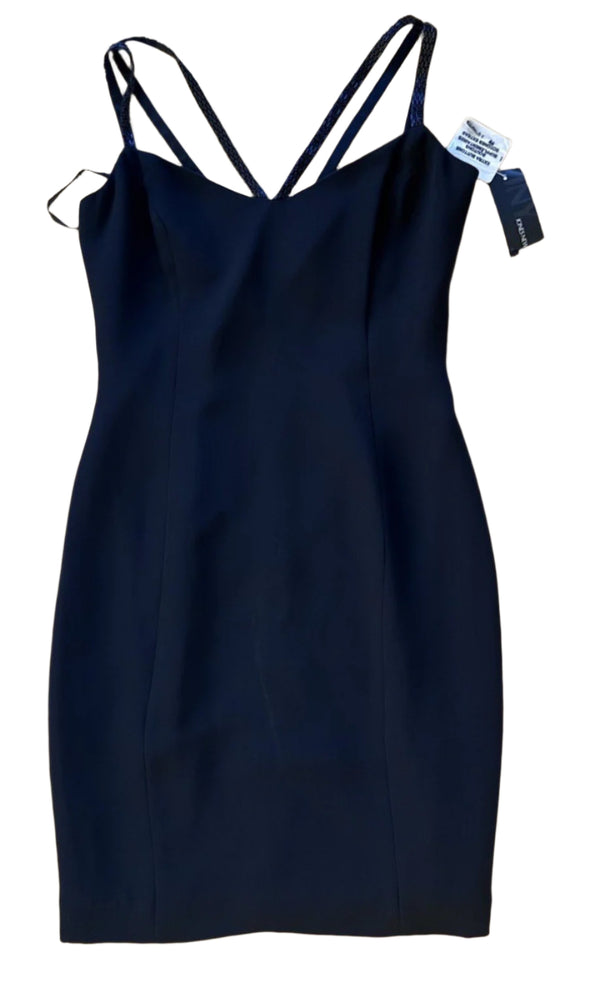 VTG Jones New York Women’s Black Little Dress w/ Sequin Crisscross Straps – Size 8