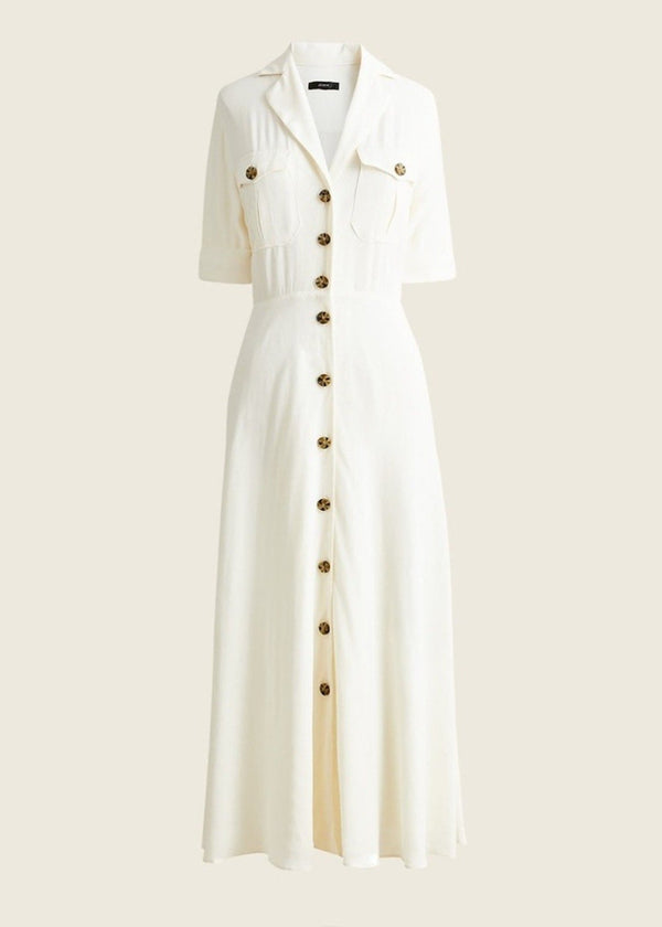 J. Crew Women's Ivory White Collared Camp-Pocket Shirtdress, Size 6 - NWOT