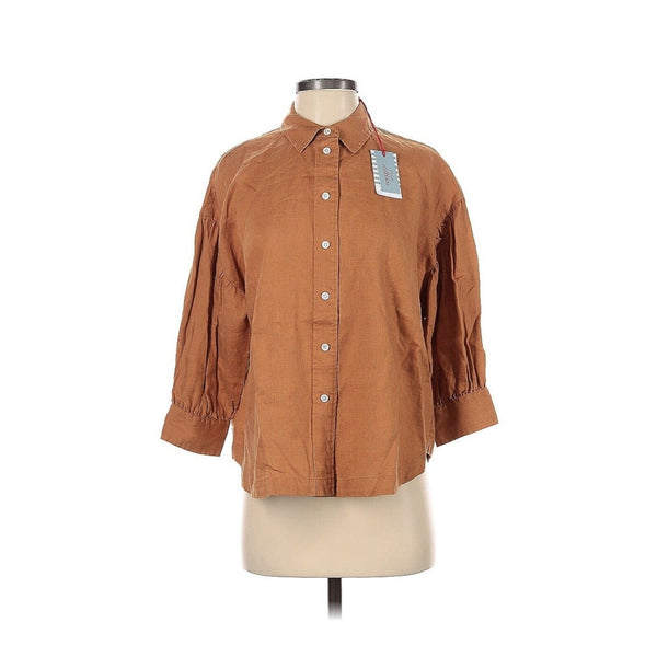NWT Voyageur X Mersea Women's Orange Linen Balloon Sleeve Button Down – XS