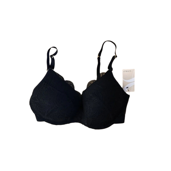 Lively Women's No-Wire Push-Up Bra - Jet Black Lace, Size 36