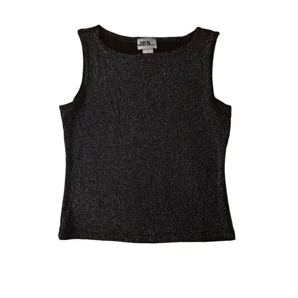VTG JBS Women’s Metallic Knit Silver Black Sleeveless Tank Medium