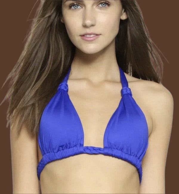 NWT $Vitamin A Klein Cobalt Blue Chloe Braided Bikini Halter Top Medium