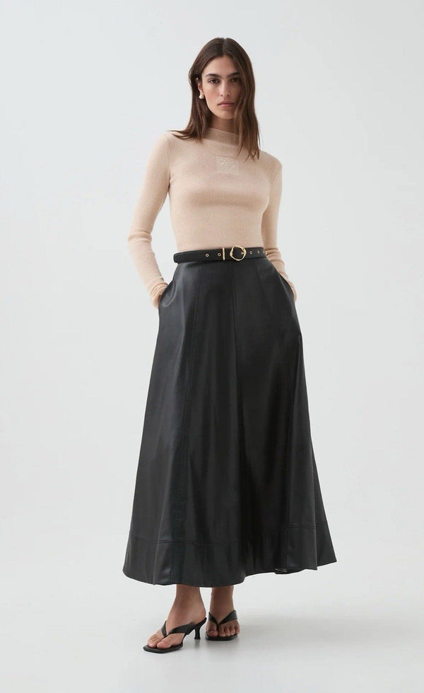 JH Collectibles Women's Genuine Leather Black Maxi Skirt – Size 6