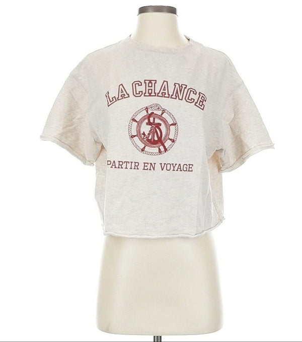 Athe Vanessa Bruno Women's Cropped T-Shirt – La Chance Nautical Cream, Size Small
