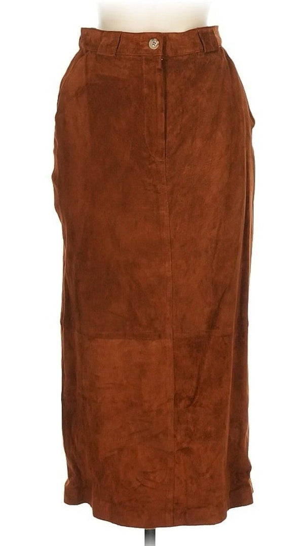 VTG Talbots Women’s Brown Suede Western Midi Skirt – Size 8