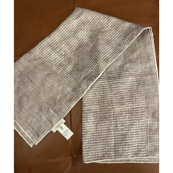 NWOT Lafayette 148 Printed Silk Square Scarf – Brown & Tan, Rolled Edges