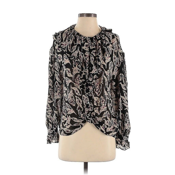 ba&sh Women's Black Genny Ruffle Designer Top XS