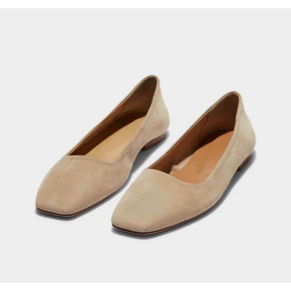 Aeyde Women’s Ida Suede Flats – Latte Beige Leather, Size 38.5 (US 8.5)