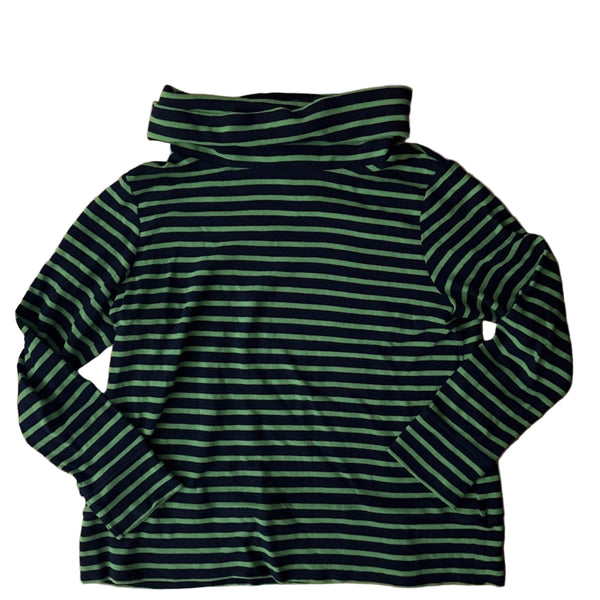 STS Sail To Sable Women’s Green & Navy Blue Stripe Cowl Neck Pullover – Size Large