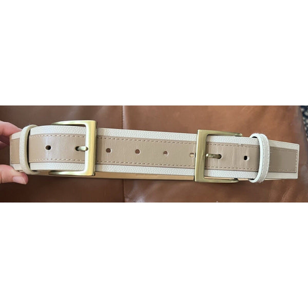 W By Worth Cream Tan Double Buckle Belt XS